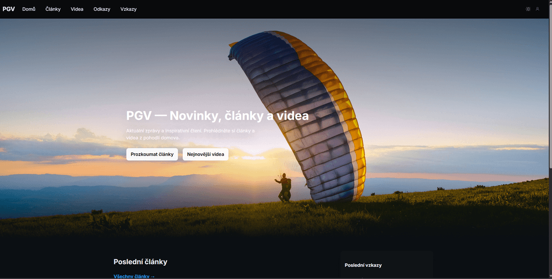 Web pro přidávání článků